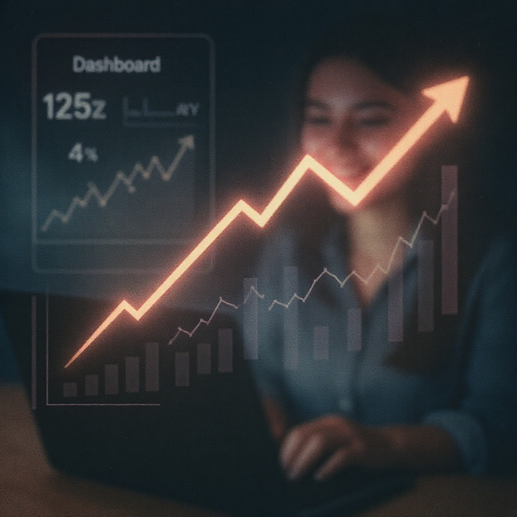 Dashboard showing upward growth and income analytics